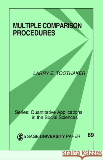 Multiple Comparison Procedures Larry E. Toothaker 9780803941779 Sage Publications