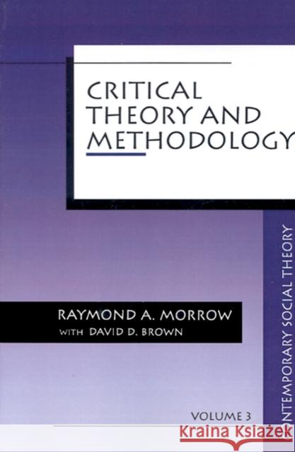 Critical Theory and Methodology Raymond A. Morrow David D. Brown Morroq 9780803946835 Sage Publications