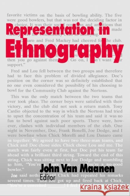 Representation in Ethnography John Va John Va 9780803971622 Sage Publications