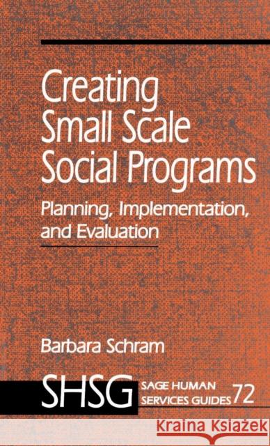 Creating Small Scale Social Programs: Planning, Implementation, and Evaluation Schram, Barbara A. 9780803974340 Sage Publications