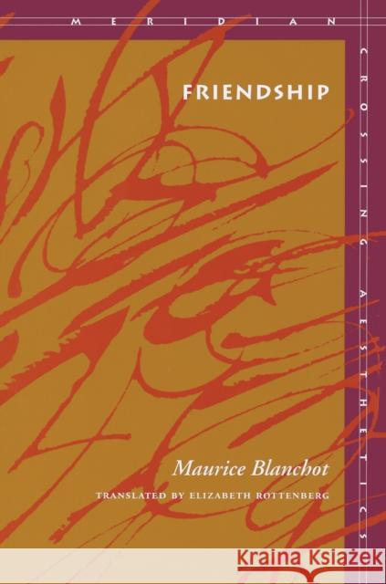 Friendship Maurice Blanchot Elizabeth Rottenberg 9780804727587 Stanford University Press