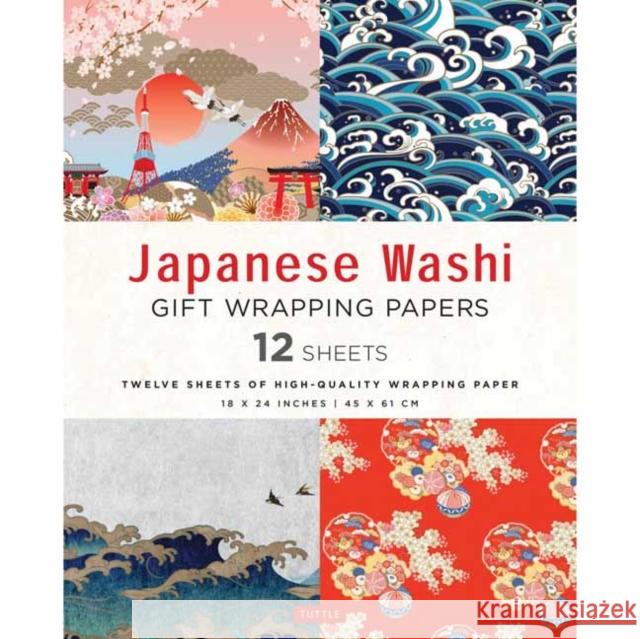 Japanese Washi Gift Wrapping Papers - 12 Sheets: 18 x 24 inch (45 x 61 cm) Wrapping Paper  9780804852333 Tuttle Publishing