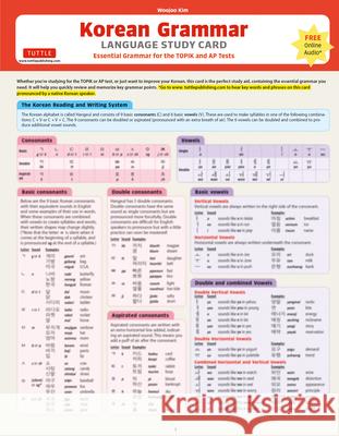 Korean Grammar Language Study Card: Essential Grammar Points for the TOPIK Test (Includes Online Audio) Woojoo Kim 9780804853262 Tuttle Publishing