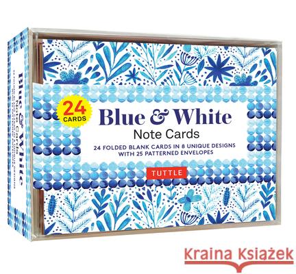 Blue & White Note Cards, 24 Blank Cards: 8 Unique Designs with 25 Patterned Envelopes Tuttle Studio 9780804854283