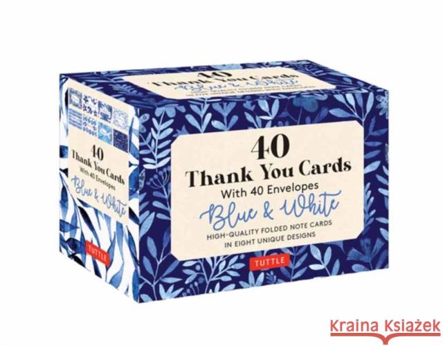 Blue & White, 40 Thank You Cards with Envelopes: (4 1/2 X 3 Inch Blank Cards in 8 Unique Designs) Tuttle Studio 9780804854863