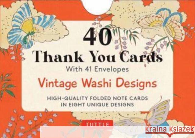 Vintage Washi Designs, 40 Thank You Cards with Envelopes: (4 1/2 X 3 Inch Blank Cards in 8 Unique Designs) Tuttle Studio 9780804856614