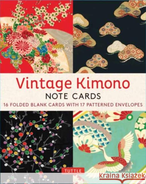 Vintage Kimono, 16 Note Cards: 8 illustrations from 1900's Vintage Japanese Kimono Fabrics (Blank Cards with Envelopes in a Keepsake Box) Tuttle Studio 9780804856812