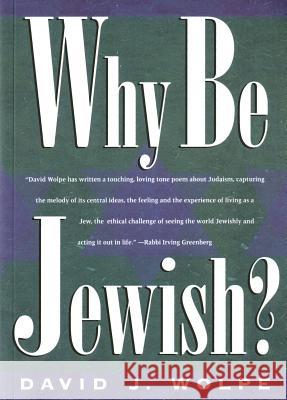 Why Be Jewish? David J. Wolpe 9780805039276 Owl Books (NY)