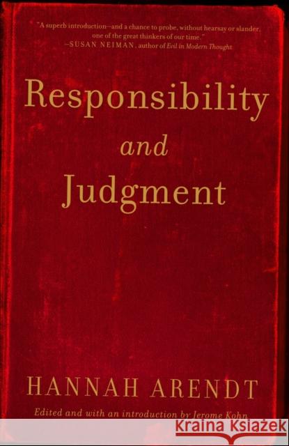 Responsibility and Judgment Arendt, Hannah 9780805211627 Schocken Books