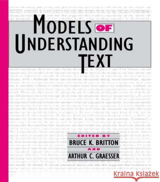 Models of Understanding Text Britton                                  Bruce K. Britton Arthur C. Graesser 9780805818482 Lawrence Erlbaum Associates