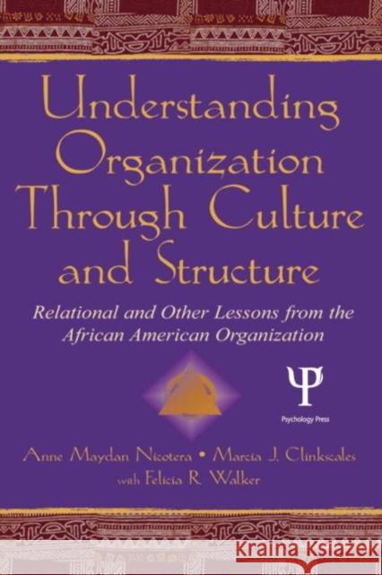 Understanding Organization Through Culture and Structure: Relational and Other Lessons from the African American Organization Nicotera, Anne Maydan 9780805837285 Lawrence Erlbaum Associates