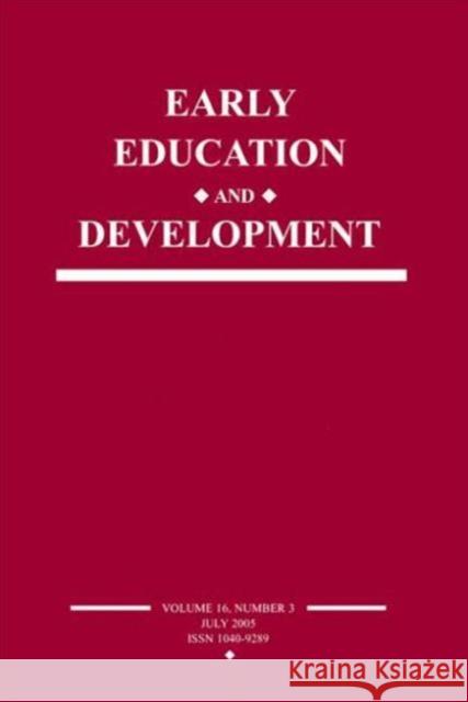 Early Education and Development : A Special Issue of Early Education and Development Denham                                   Susanne A. Denham 9780805893748 Lawrence Erlbaum Associates