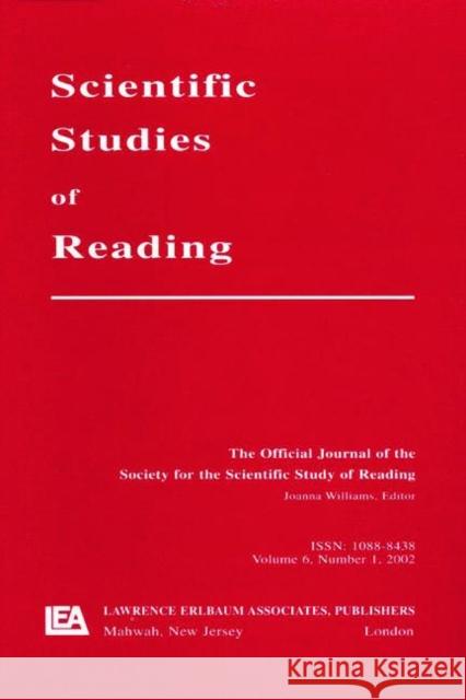 Reading Development in Adults: A Special Issue of Scientific Studies of Reading Venezky, Richard L. 9780805896510