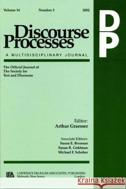 Argumentation in Psychology: A Special Double Issue of Discourse Processes Voss, James F. 9780805897029 American Psychological Association (APA)