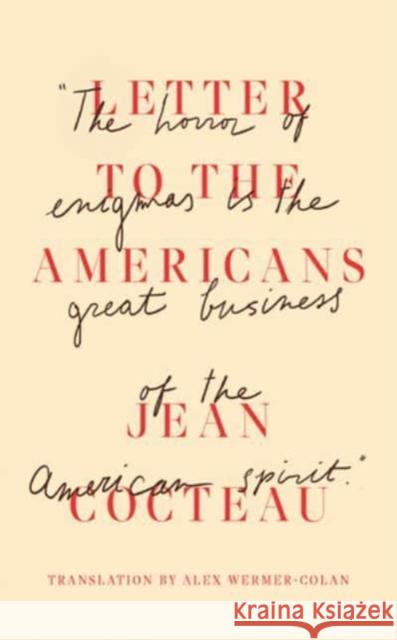 Letter to the Americans Jean Cocteau 9780811231596 New Directions Publishing Corporation