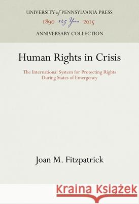 Human Rights in Crisis Joan M. Fitzpatrick 9780812232387 UNIVERSITY OF PENNSYLVANIA PRESS