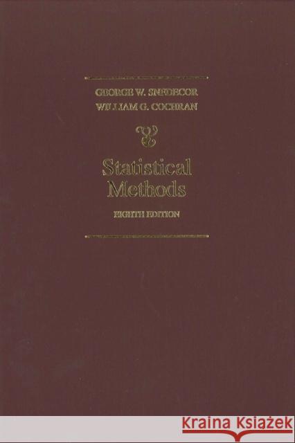 Statistical Methods George W. Snedecor William G. Cochran Snedecor 9780813815619