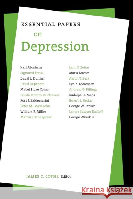 Essential Papers on Depression James C. Coyne James C. Coyne 9780814713990