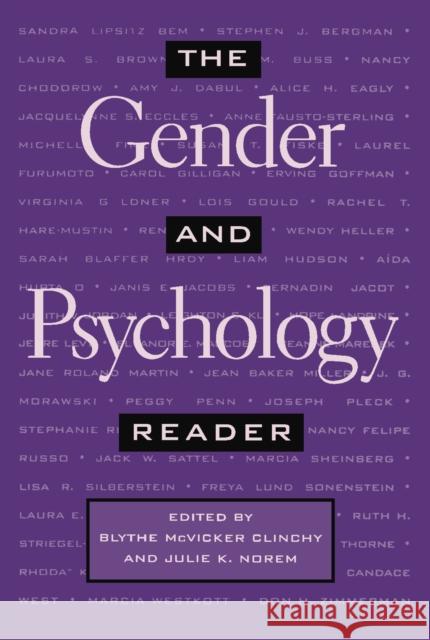 The Gender and Psychology Reader Norem, Julie K. 9780814715468