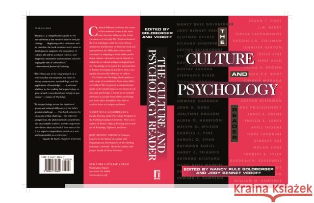 The Culture and Psychology Reader Nancy R. Goldberger Jody Veroff 9780814730812