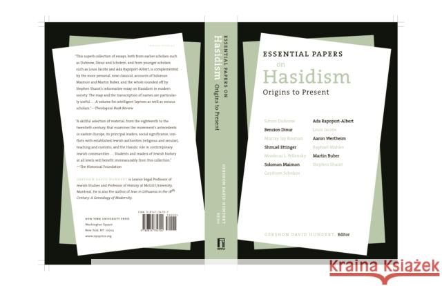 Essential Papers on Hasidism Gershon David Hundert 9780814734704 New York University Press