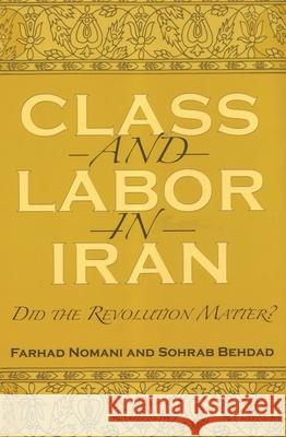 Class and Labor in Iran: Did the Revolution Matter? Nomani, Farhad 9780815630708 Syracuse University Press