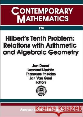 HILBERT'S TENTH PROBLEM Jan Denef Leonard Lipshitz 9780821826225 AMERICAN MATHEMATICAL SOCIETY