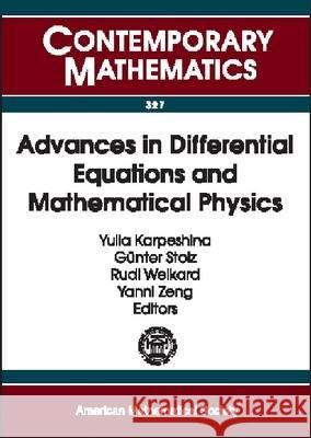 Advances in Differential Equations and Mathematical Physics  9780821832967 AMERICAN MATHEMATICAL SOCIETY