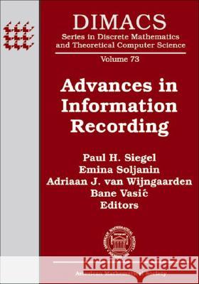Advances in Information Recording  9780821837528 AMERICAN MATHEMATICAL SOCIETY