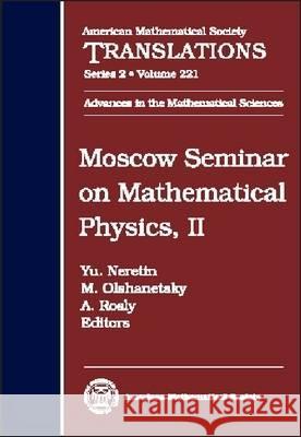 Moscow Seminar on Mathematical Physics, Volume 2  9780821843710 AMERICAN MATHEMATICAL SOCIETY