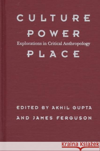 Culture, Power, Place: Explorations in Critical Anthropology Gupta, Akhil 9780822319344