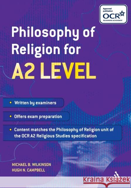 Philosophy of Religion for A2 Level Michael B Wilkinson 9780826422712