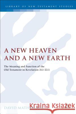 A New Heaven and a New Earth: The Meaning and Function of the Old Testament in Revelation 21.1-22.5 Dave Mathewson 9780826462268 Bloomsbury Publishing PLC