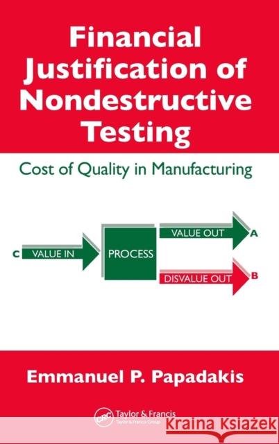 Financial Justification of Nondestructive Testing: Cost of Quality in Manufacturing Papadakis, Emmanuel P. 9780849397196 CRC Press