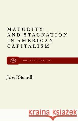 Maturity and Stagnation in American Capitalism Josef Steindl 9780853453185 Monthly Review Press,U.S.