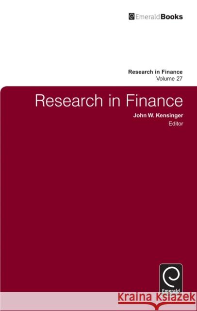 Research in Finance John W. Kensinger, John F. Kensinger 9780857245410 Emerald Publishing Limited