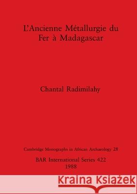 L'Ancienne Métallurgie du Fer à Madagascar Radimilahy, Chantal 9780860545446 British Archaeological Reports Oxford Ltd