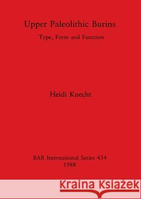 Upper Paleolithic Burins: Type, Form and Function Heidi Knecht 9780860545606 British Archaeological Reports Oxford Ltd