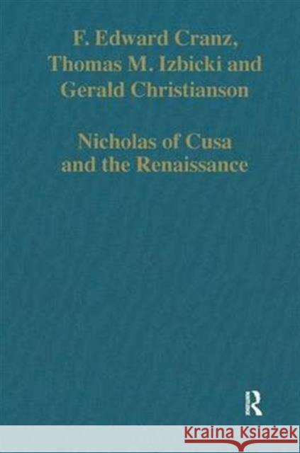 Nicholas of Cusa and the Renaissance  9780860788010 Variorum