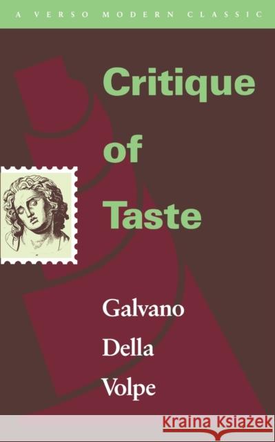 Critique of Taste Galvano Dell Michael Caesar 9780860915652