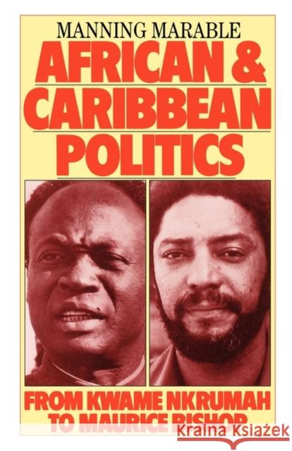 African and Caribbean Politics Marable, Manning 9780860918844