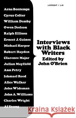 Interviews with Black Writers John O'Brien 9780871402813 Liveright Publishing Corporation