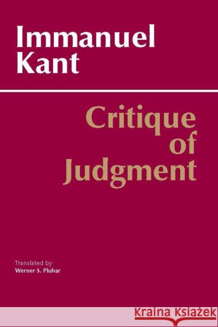 Critique of Judgment Immanuel Kant 9780872200258 Hackett Publishing Co, Inc