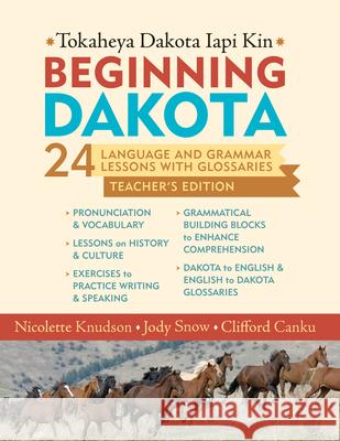 Beginning Dakota / Tokaheya Dakota Iapi Kin: 24 Language & Grammar Lessons with Glossaries Nicolette Knudson, Jody Snow, Clifford Canku 9780873518468 Minnesota Historical Society Press,U.S.