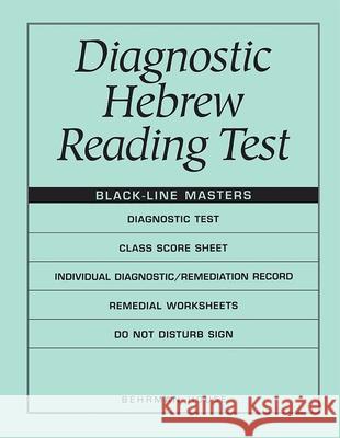 Diagnostic Hebrew Reading Test Behrman House 9780874415926 Behrman House Publishing