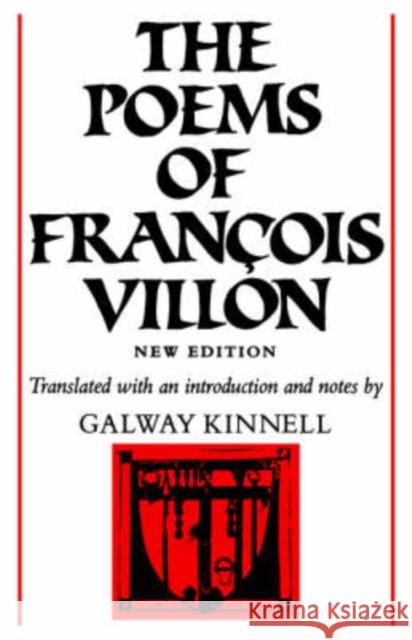 The Poems of François Villon Villon, François 9780874512366 University Press of New England