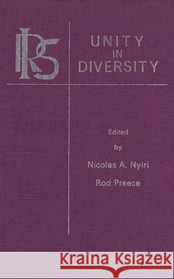 Unity in Diversity Nicolas A. Nyiri Rod Preece 9780889200579 Wilfrid Laurier University Press