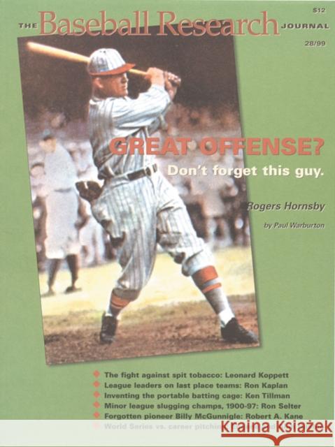 The Baseball Research Journal (Brj), Volume 28 Society for American Baseball Research 9780910137782 Society for American Baseball Research