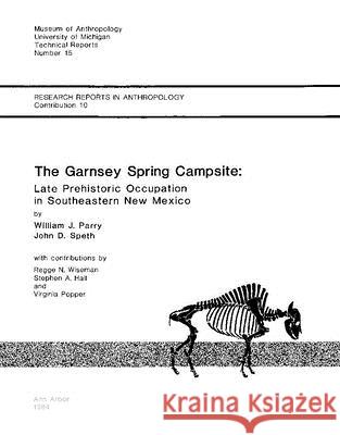 The Garnsey Spring Campsite: Late Prehistoric Occupation in Southeastern New Mexicovolume 15 Parry, William J. 9780932206992