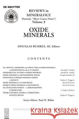 Oxide Minerals Douglas Rumble 9780939950034 de Gruyter